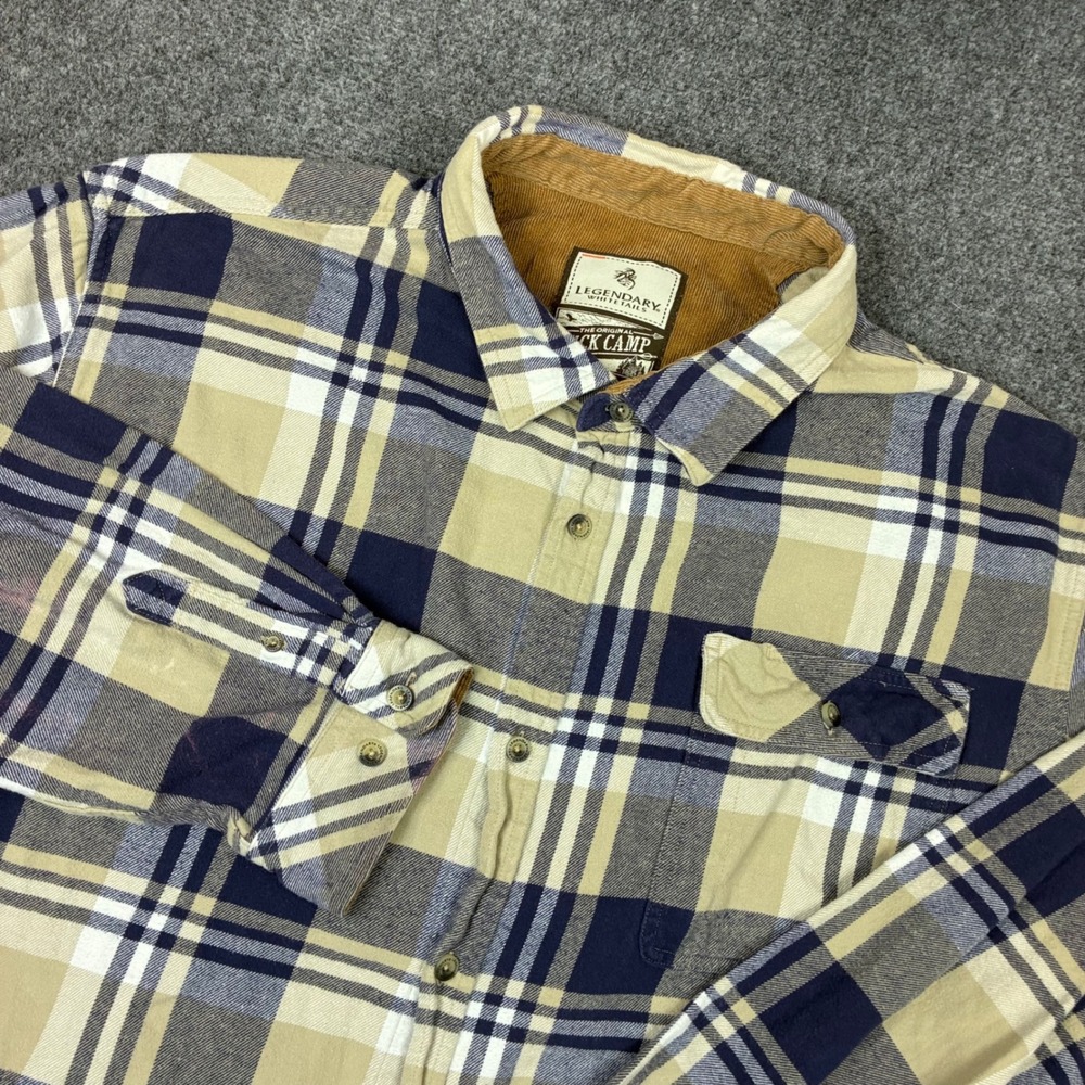 Vintage Legendary Whitetails Mens 3XT 3XL Tall Buck Camp Flannel Plaid Shirt